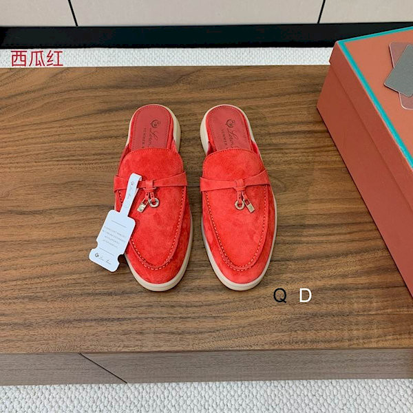 Loro Piana Women's Babouche Charms Walk Moccas/ Flat Shoes / Watermelon Red
