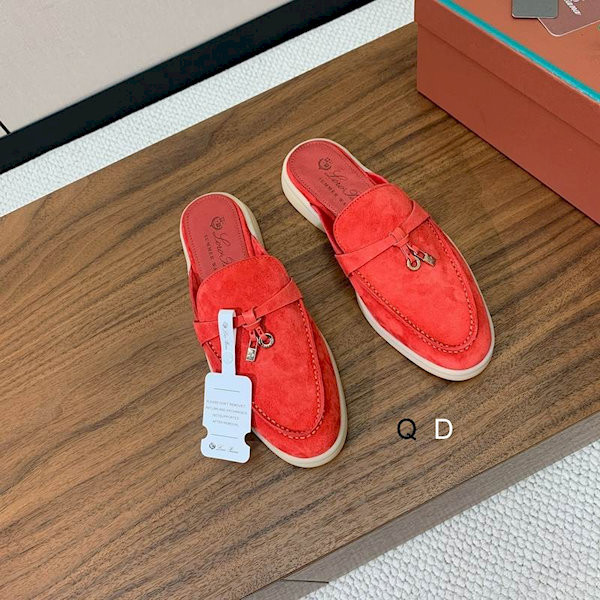 Loro Piana Women's Babouche Charms Walk Moccas/ Flat Shoes / Watermelon Red