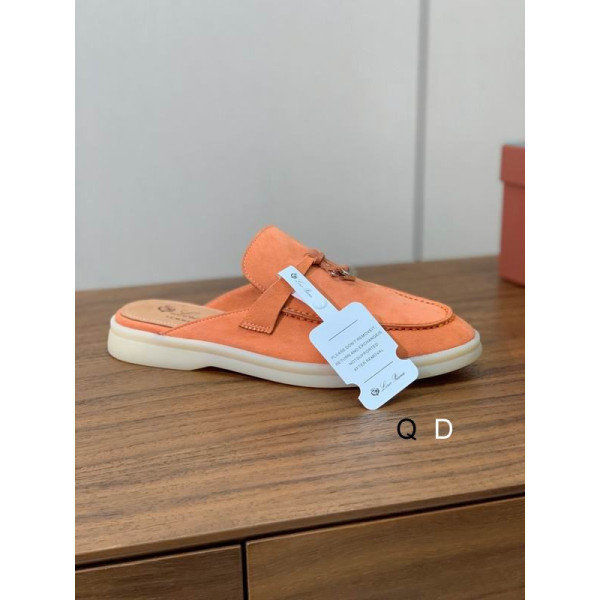 Loro Piana Women's Babouche Charms Walk Moccas/ Flat Shoes / Salmon