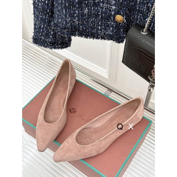 Loro Piana Women's Primula Flat Barefoot Suede Sandals / Flesh