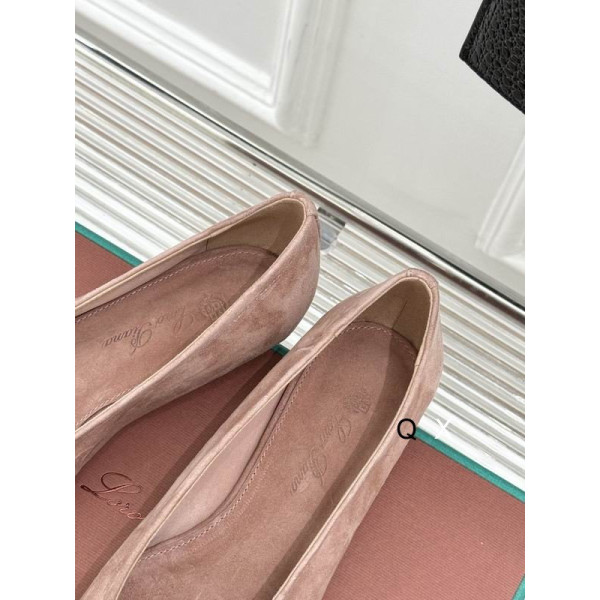 Loro Piana Women's Primula Flat Barefoot Suede Sandals / Flesh