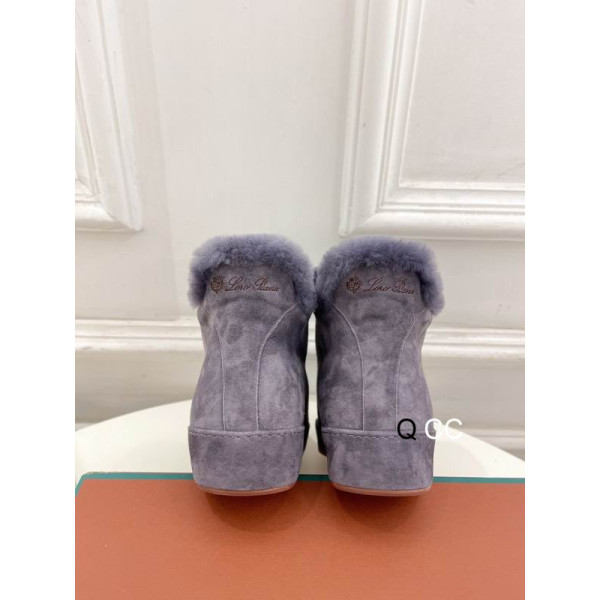 Loro Piana Women's Fleece-l/ed High-Top Suede Sneakers / Purple