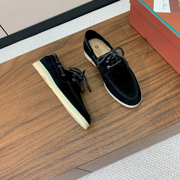 Loro Piana Men/Women's Sea-Sail Walk Moccas/ Flat Shoes / Black