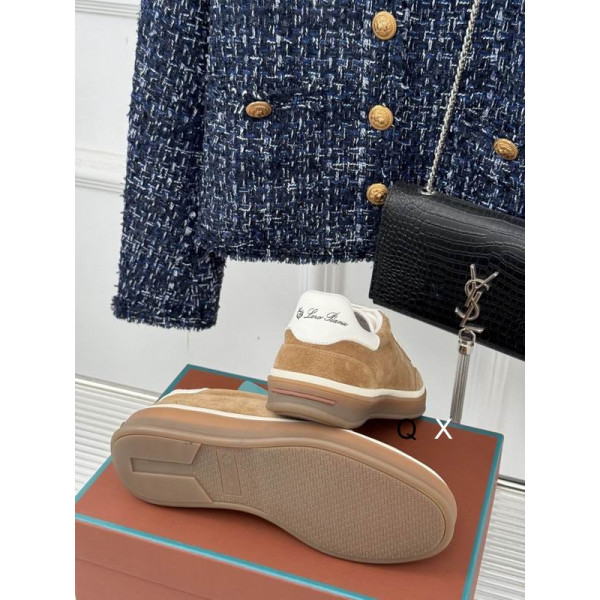 Loro Piana Men/Women's Tennis Walk Suede Sneakers / Khaki