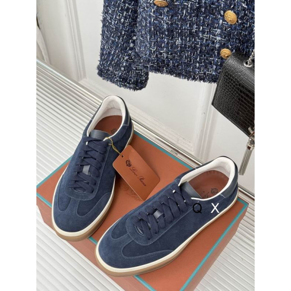 Loro Piana Men/Women's Tennis Walk Suede Sneakers / Navy Blue