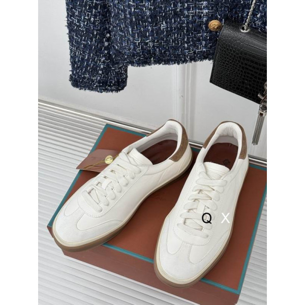 Loro Piana Men/Women's Tennis Walk Suede Sneakers / White Onl/e