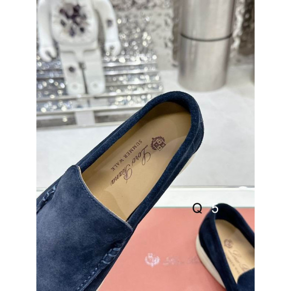 Loro Piana Men/Women's Summer Walk Moccas/ Flat Shoes / Navy Blue