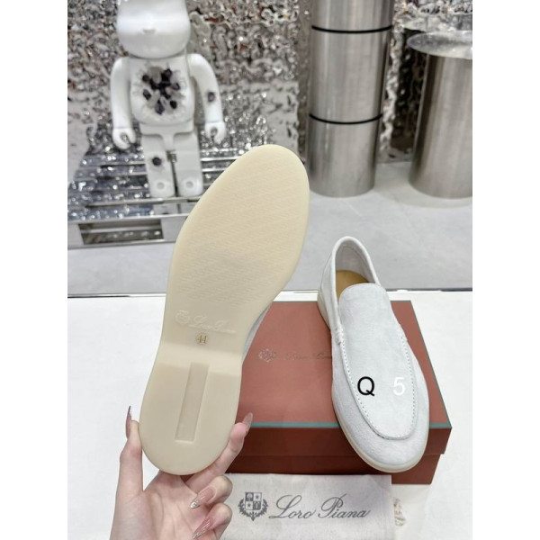 Loro Piana Men/Women's Summer Walk Moccas/ Flat Shoes / White