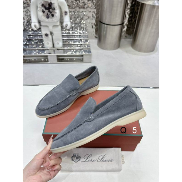 Loro Piana Men/Women's Summer Walk Moccas/ Flat Shoes / Frozen Blue