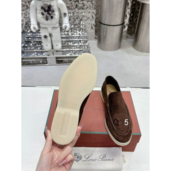 Loro Piana Men/Women's Summer Walk Moccas/ Flat Shoes / Coffee