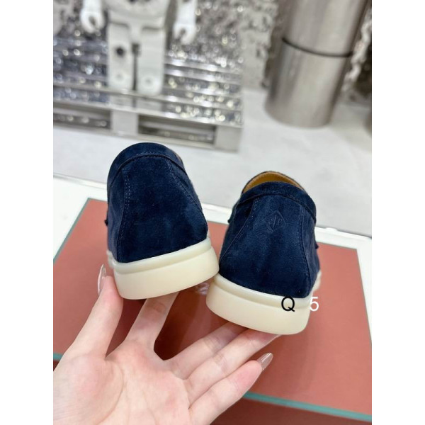 Loro Piana Women's Summer Charms Walk Moccas/ Flat Shoes / Dark Blue