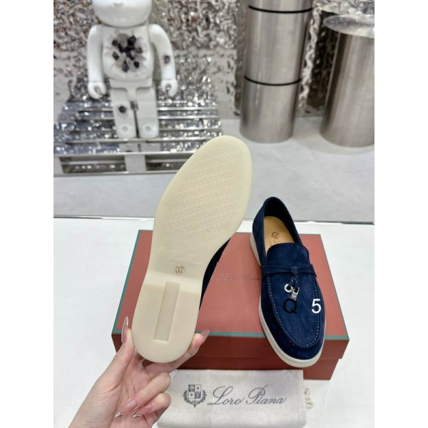 Loro Piana Women's Summer Charms Walk Moccas/ Flat Shoes / Dark Blue