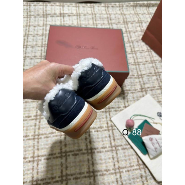 Loro Piana Men's Tennis Walk Fleece-l/ed Sneakers / Blue