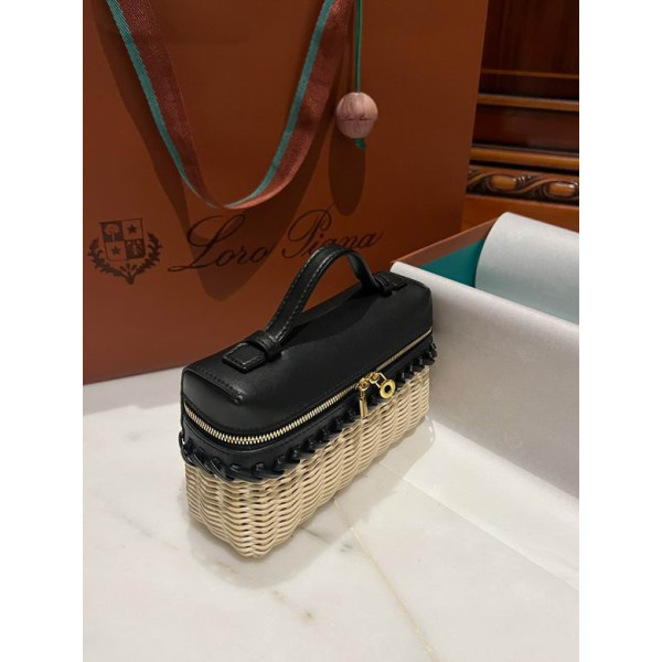 Loro Piana Women's Extra Small Rattan Pocket Bag / Malt/Black