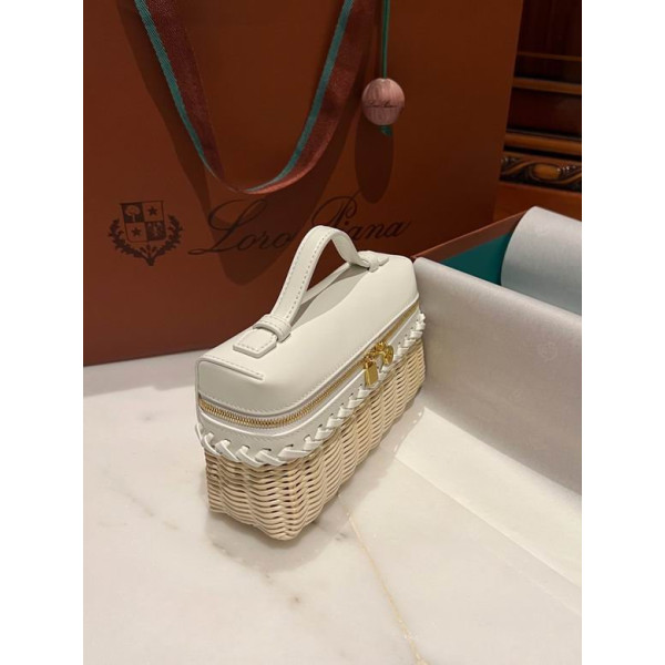 Loro Piana Women's Extra Small Rattan Pocket Bag / Malt/Whisper White