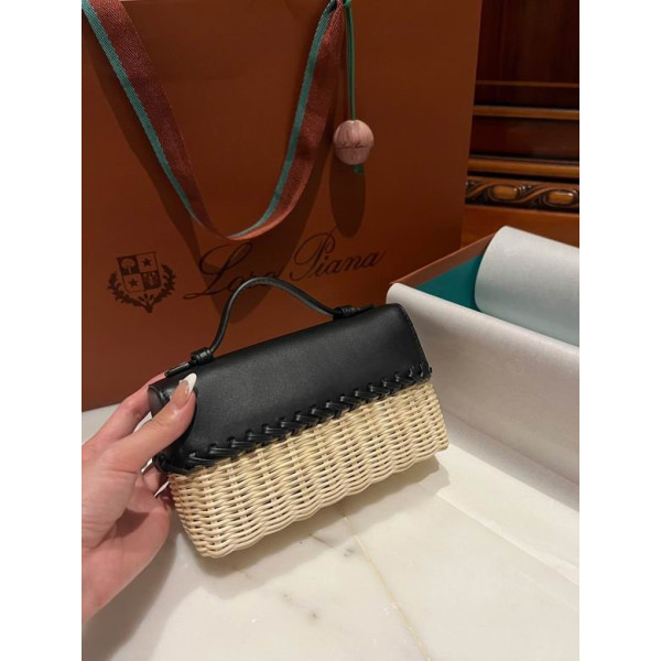 Loro Piana Women's Extra Small Rattan Pocket Bag / Malt/Black
