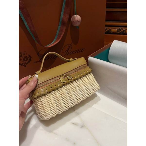 Loro Piana Women's Extra Small Rattan Pocket Bag / Malt/Olive Green