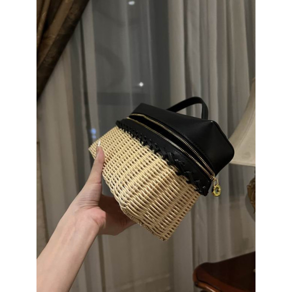 Loro Piana Women's Extra Rattan Pocket Bag / Malt/Black