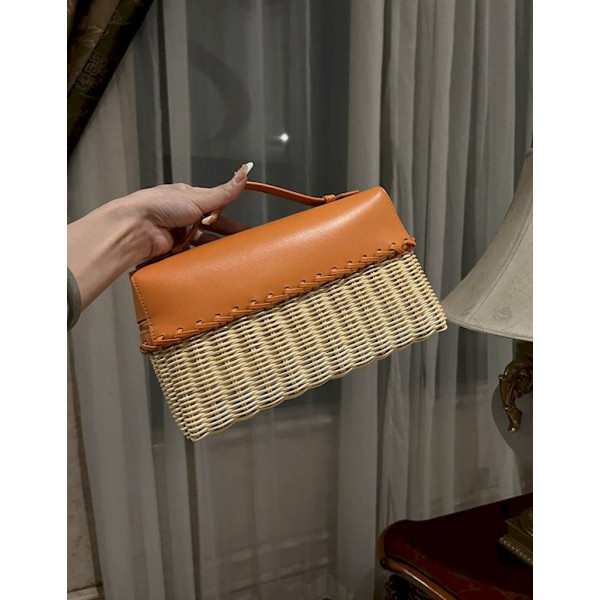 Loro Piana Women's Extra Rattan Pocket Bag / Brown-Orange