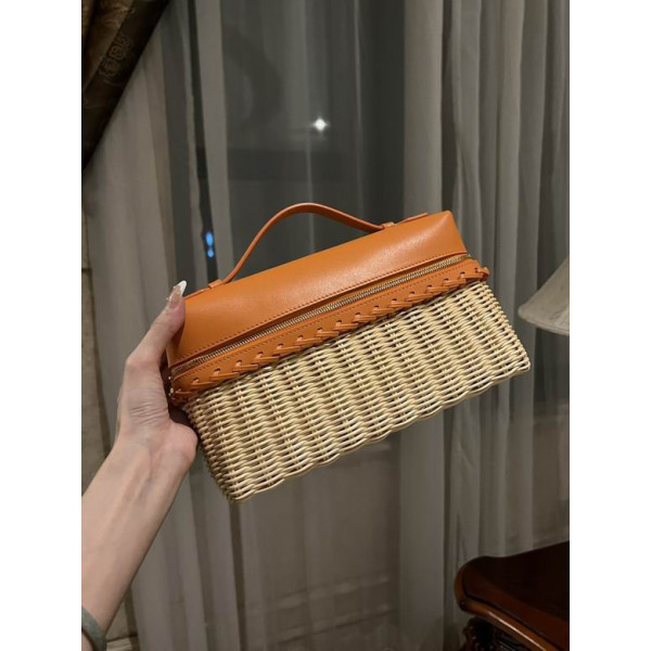 Loro Piana Women's Extra Rattan Pocket Bag / Brown-Orange