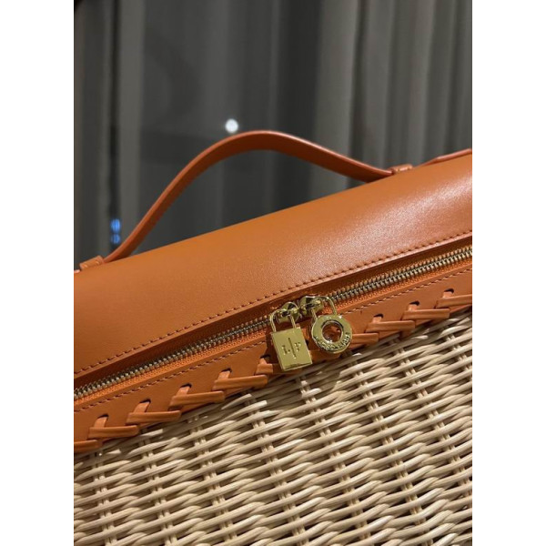 Loro Piana Women's Extra Rattan Pocket Bag / Brown-Orange