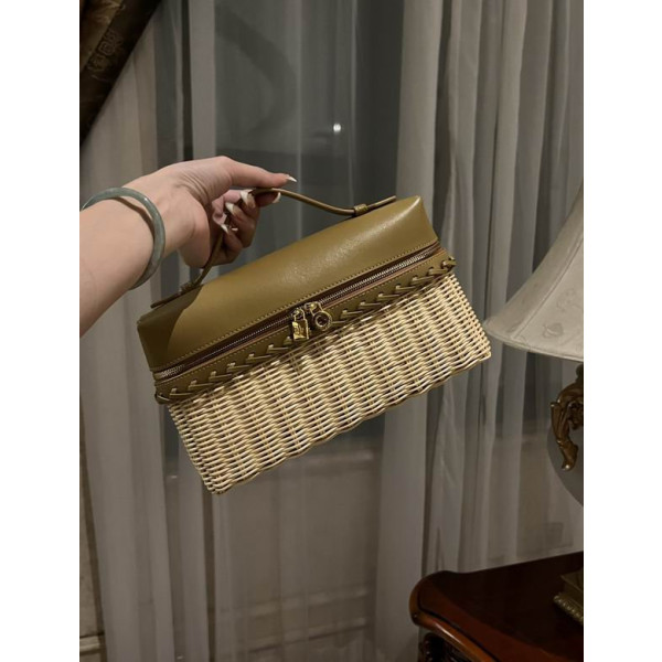 Loro Piana Women's Extra Rattan Pocket Bag / Olive Green