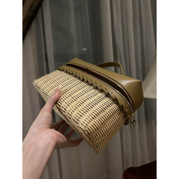 Loro Piana Women's Extra Rattan Pocket Bag / Olive Green