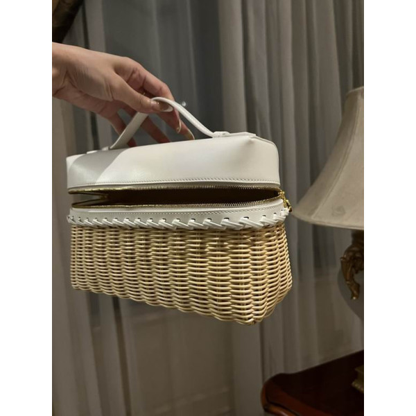 Loro Piana Women's Extra Rattan Pocket Bag / Whisper White