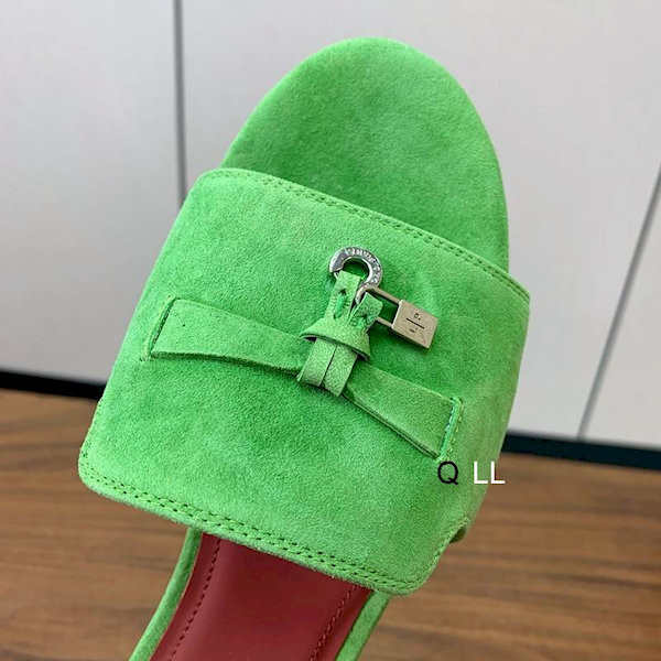 Loro Piana Women's Summer Charms Flat Sandals / Grassy Green