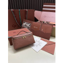 Loro Piana Women's Extra Ostrich Small Pocket Bag / Brick Red/Rolled Gold