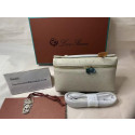 Loro Piana Women's Extra Ostrich Small Pocket Bag / Whisper White/Rolled Gold