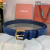 Loro Piana Alsavel Belt Split Calf Suede Leather Strap 35mm with Gold Buckle in Navy Blue