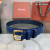 Loro Piana Alsavel Belt Split Calf Suede Leather Strap 35mm with Gold Buckle in Navy Blue