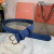 Loro Piana Alsavel Belt Split Calf Suede Leather Strap 35mm with Gold Buckle in Navy Blue