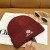 Loro Piana Men's / Women's Ribbed Knit Beanie with White Featuring Logo Detail in Burgundy