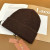Loro Piana Men's / Women's Ribbed Knit Beanie with White Featuring Logo Detail in Dark Brown
