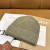 Loro Piana Men's / Women's Ribbed Knit Beanie with dark brown Featuring Logo Detail in army green