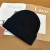 Loro Piana Men's / Women's Ribbed Knit Beanie with dark brown Featuring Logo Detail in black