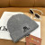 Loro Piana Men's / Women's Ribbed Knit Beanie with dark brown Featuring Logo Detail in light gray
