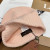 Loro Piana Women's Ribbed Knit Beanie with White Featuring Logo Detail in Pink