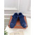 Loro Piana Women's Fleece-l/ed Suede Sneakers / Dark Blue
